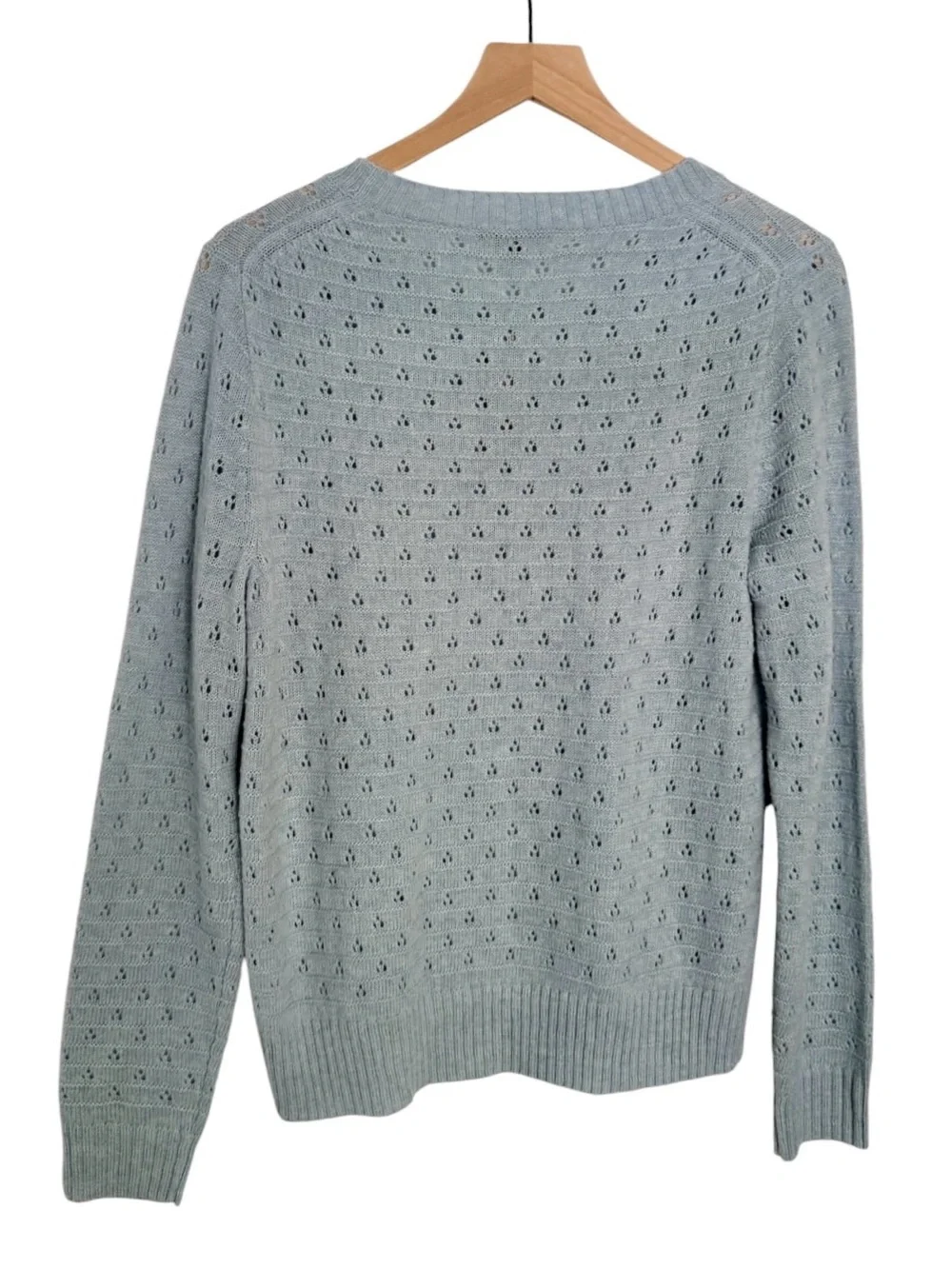 J. Crew Wool Alpaca Pointelle Crewneck Sweater Light Blue Women’s Size Medium